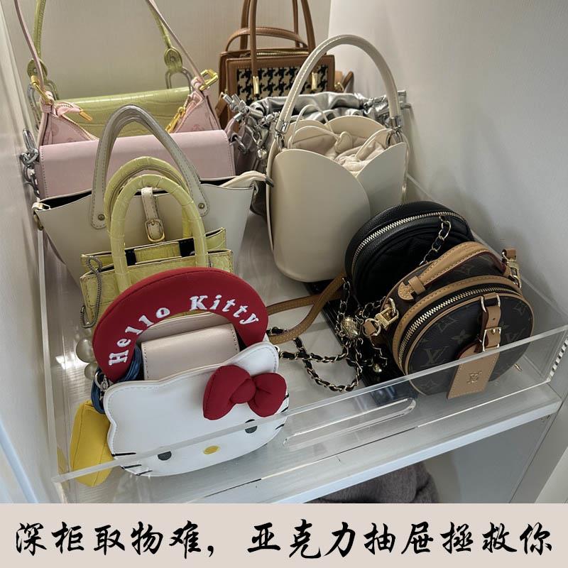 网红高透压克力抽屉收纳盒置物架衣柜整理盒白色托盘分隔拉蓝定制图片
