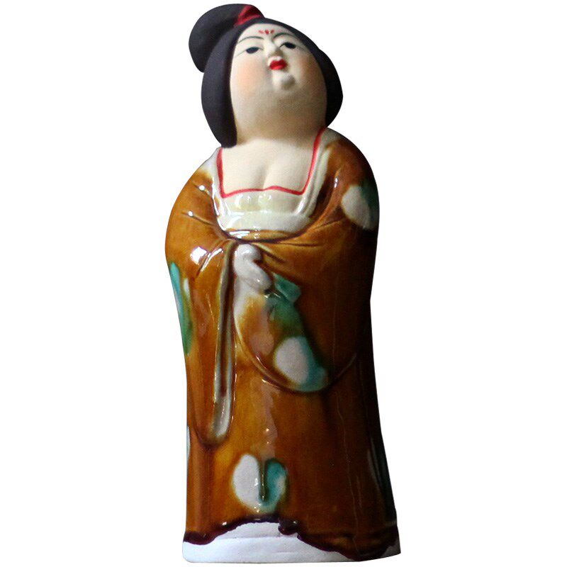陶瓷仕女摆件唐三彩胖妮客厅家具装饰工艺品摆设开业乔迁创意礼品
