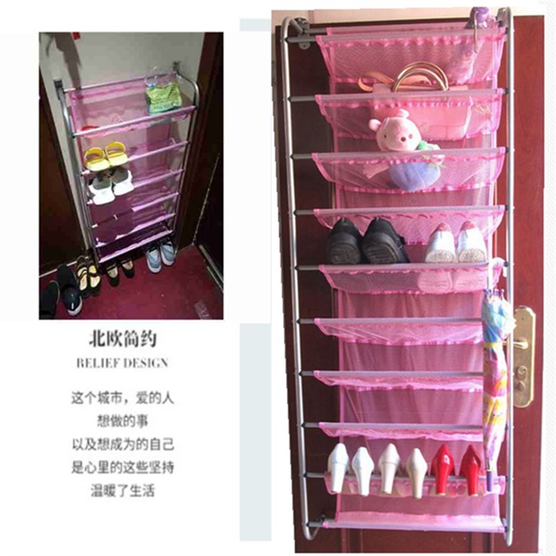 免钉防盗门粘贴门后挂式收纳简易多层置物架小户型墙壁挂式鞋架