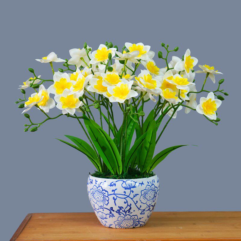 仿真假花水仙花艺整体摆放花卉套装摆件客厅室内餐桌电视柜摆设
