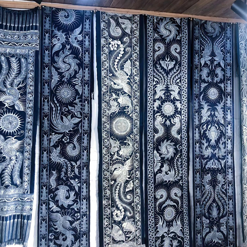 蜡染墙画挂布 家居装饰 贵州苗族桌旗工艺礼品摆饰装饰画蜡染门帘