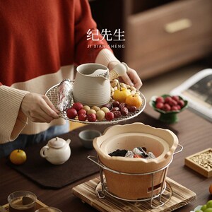 围炉煮茶碳火炉子木炭罐罐壶煮茶器煮奶茶烧烤烤橘子明火干烧茶壶