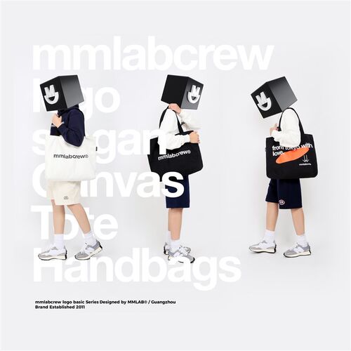 mmlabcrew限定系列运动健身旅行大号加厚斜挎肩背手提帆布托特包