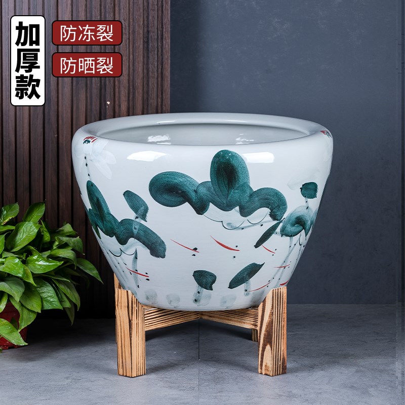 景德镇陶瓷青花瓷养鱼缸乌龟缸睡莲盆荷花缸大号鱼缸庭院种铁树缸