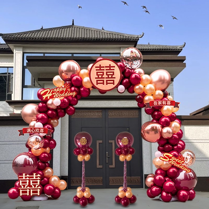 气球拱门专用结婚支架婚礼装饰场景布置农村大门口室外气球套装图片