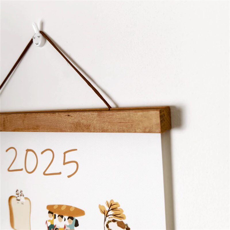原创2025年年历烘焙咖啡面包挂画实木挂挂画挂历装饰画来图定制
