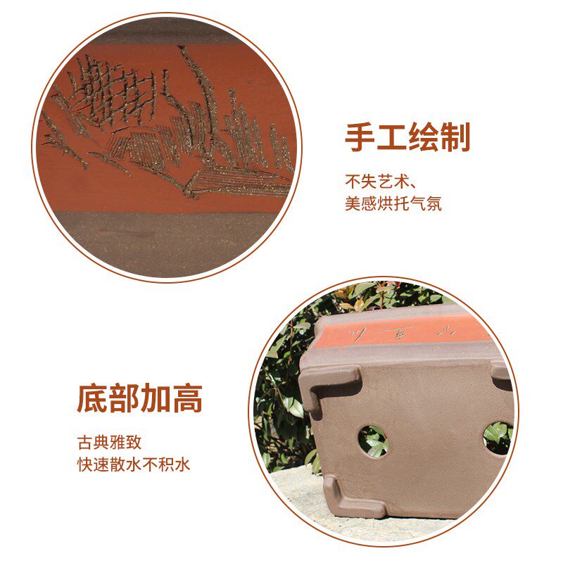 花盆陶瓷家用长方形陶瓷盆蓝色特大号马槽阳台种菜盆花卉绿植花盆