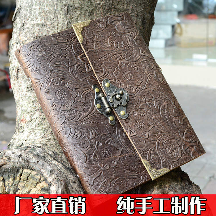 复古密码本活页日记本带锁牛皮笔记学生记事本文具笔记本手帐本
