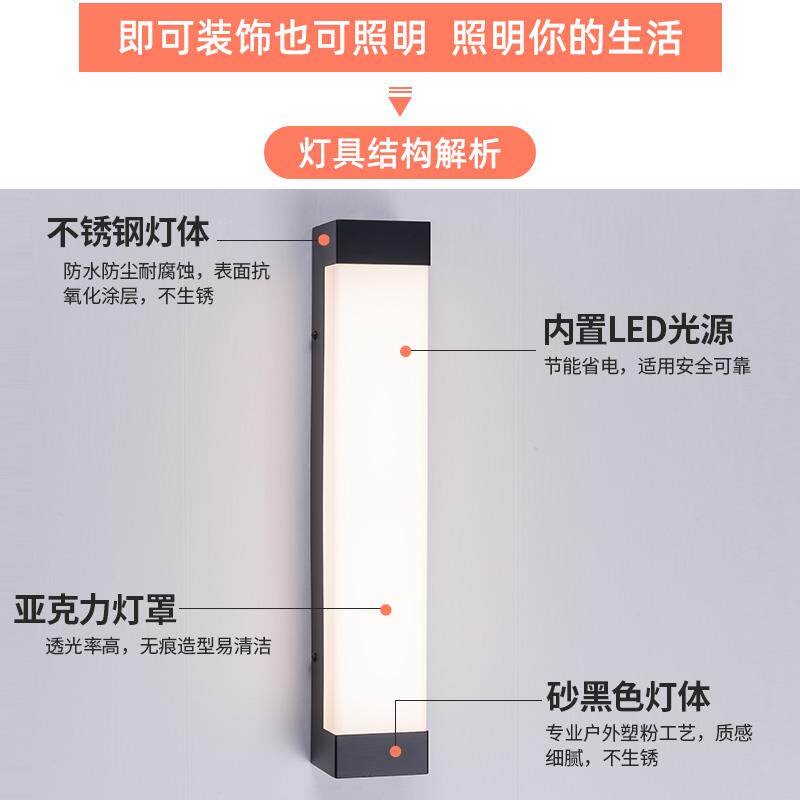 现代门前壁灯入户大门门头灯门顶灯卧室楼梯阳台壁灯LED长条壁灯