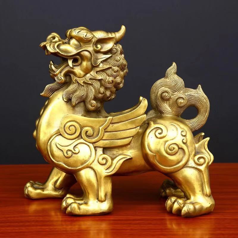 大号纯铜貔貅摆件风水招财公母一对铜皮丘客厅阳台店铺办公收银柜