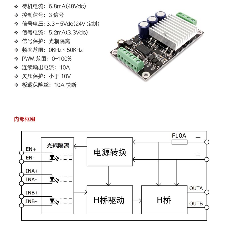 12V24V36V48V直流马达驱动模块MOS管H桥100% PWM控制高低电平控制