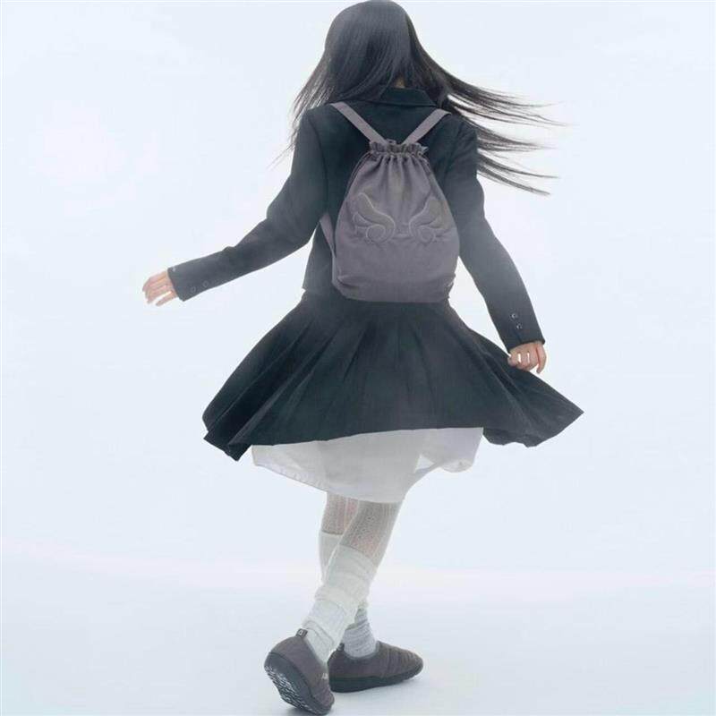 2024新款韩国小众翅膀抽绳双肩包女韩版轻便布包ins休闲百搭背包