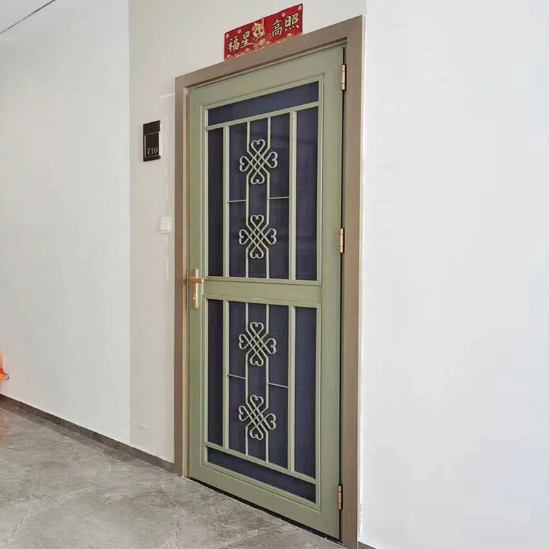 入户纱门不锈钢金刚网纱门防蚊防鼠防盗带铝合金窗花平开纱门带锁