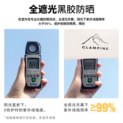 全遮光黑胶小天幕帐篷户外防风蝶形八角六角超大遮阳网红防晒野餐