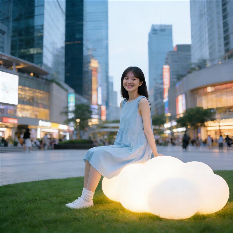 户外景观云朵灯商场氛围发光装饰灯白云美陈摆件庭院太阳能草坪灯