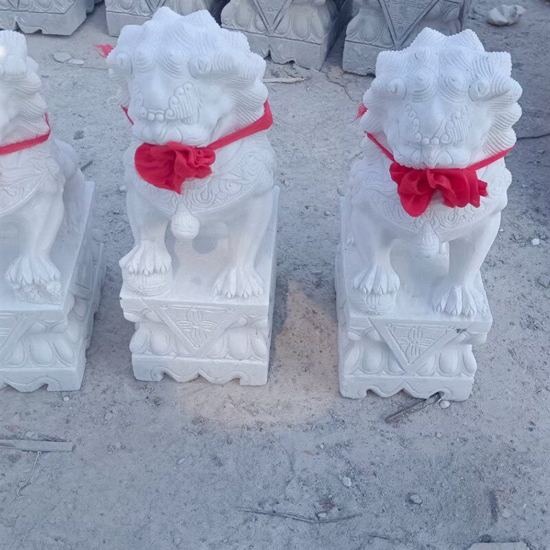 石雕迷你动物摆件一对看门镇宅青别墅家用庭院墓地小大门口石狮子