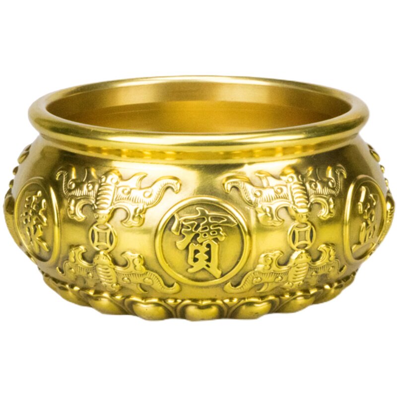 聚宝盆摆件纯铜 客厅家用装饰品中式工艺品风水聚财招财进宝铜盆