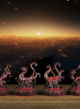 彩铜四神兽摆件青龙白虎玄武朱雀工艺礼品摆饰家居客厅玄关摆设商
