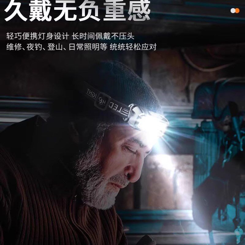 强光头戴式迷你小头灯超亮充电长续航户外露营赶海感应防水手电筒