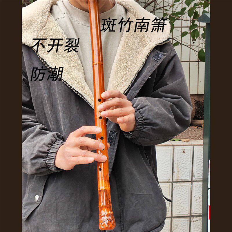 大漆南箫乐器初学入门专业演奏级8孔萧大头带竹子根部G调洞箫斑竹