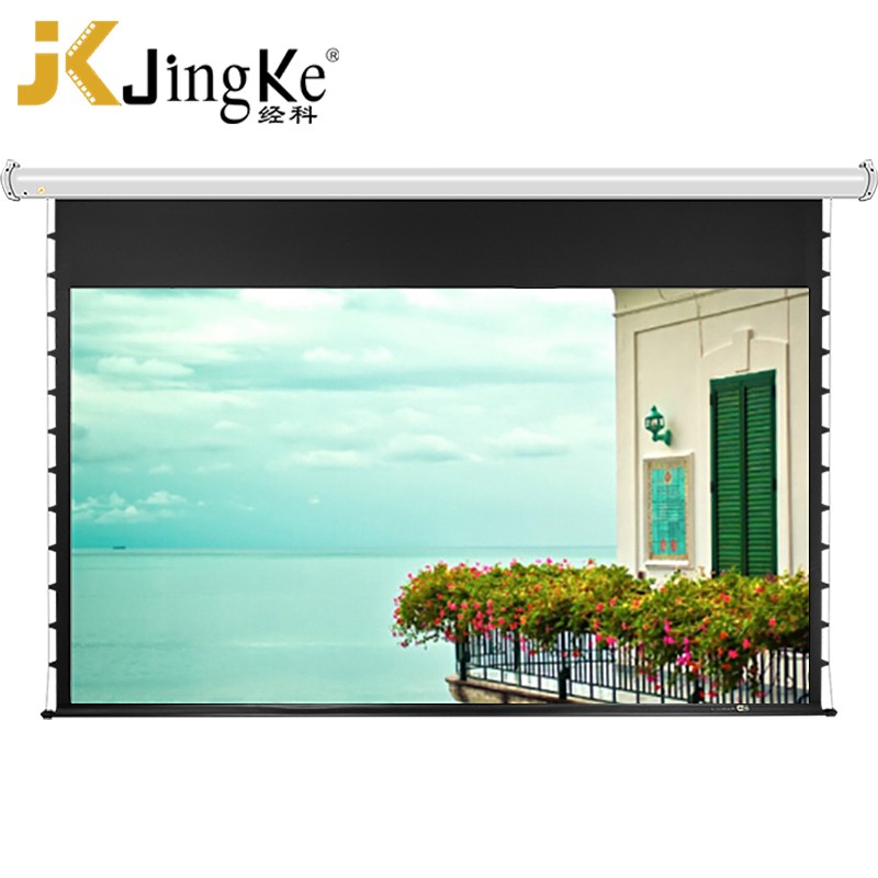 JK经科G-100s电动遥控拉线屏幕80/100寸高清家用投影幕白玻纤幕布