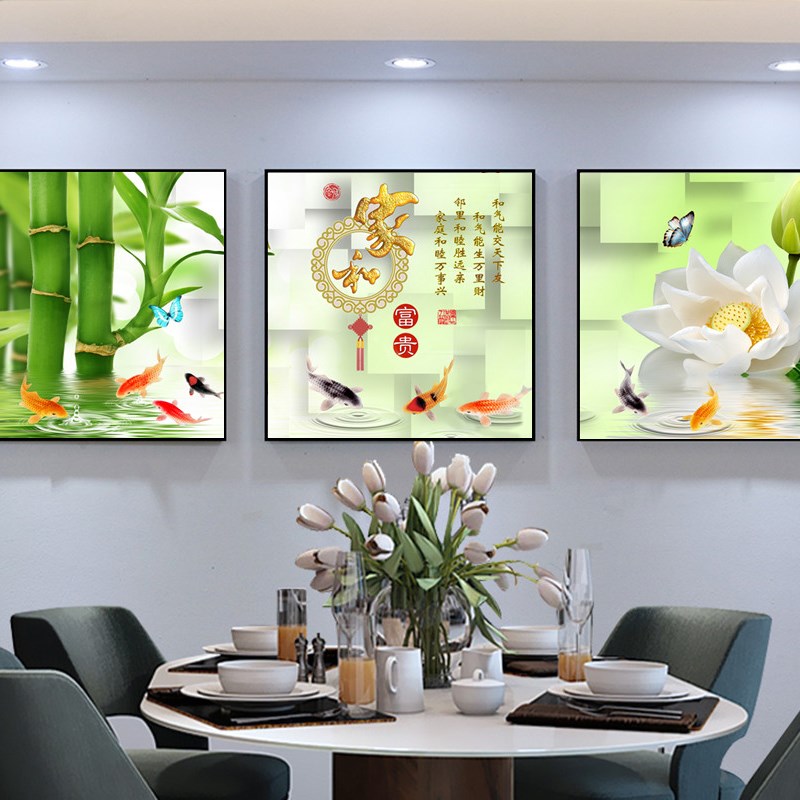 餐厅电表箱装饰画客厅简约挂画卧室画三联饭厅壁画水果酒杯晶瓷画
