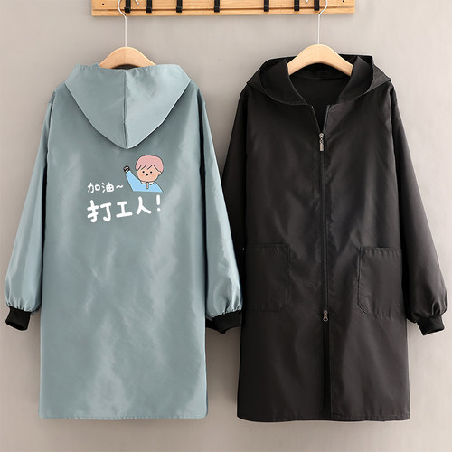 春秋长袖正穿罩衣围裙女家用厨房防水防油外穿工作服定制logo印字
