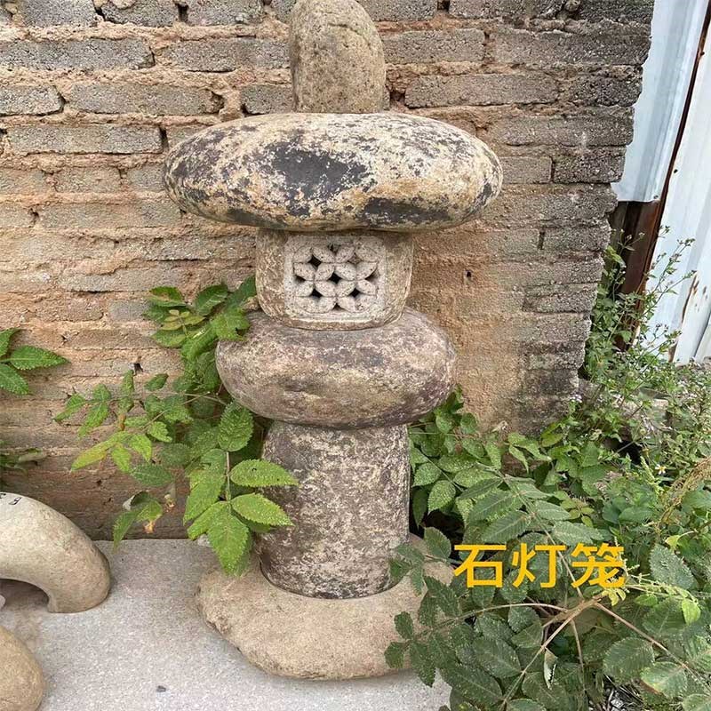 鹅卵石石灯笼户外园林灯庭院别墅复古原石路灯公园草地田园景观灯