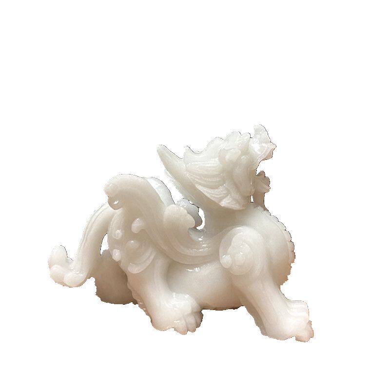 天然玉石貔貅摆件招财进宝一对客厅店铺创意办公装饰白玉皮丘手工