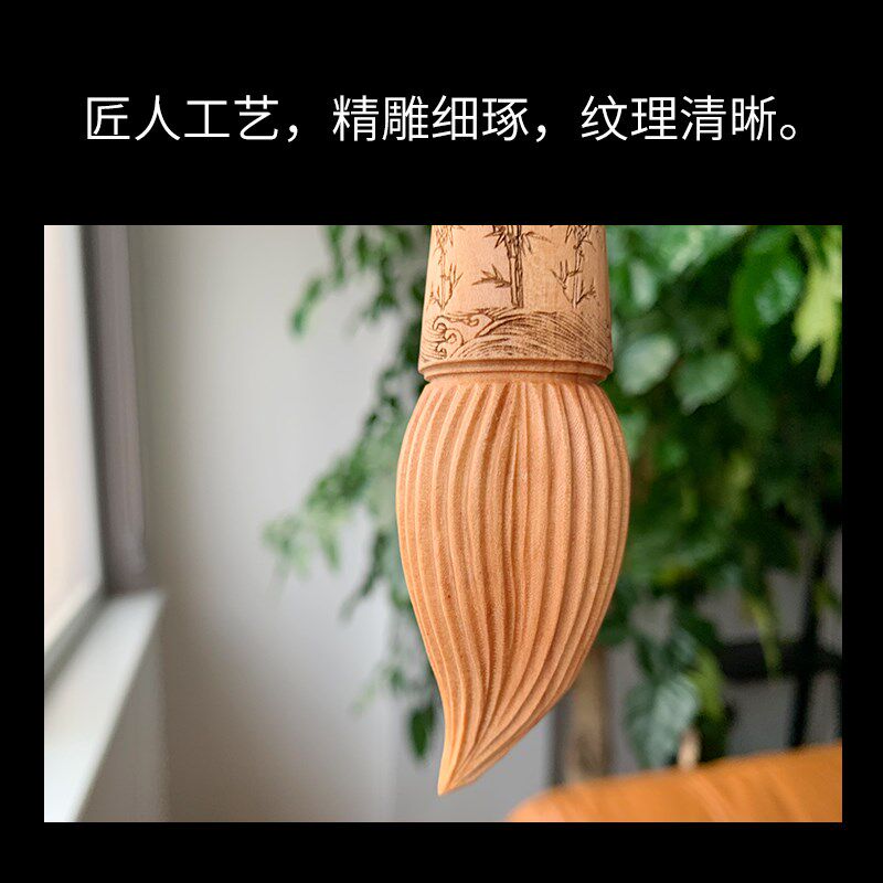 纯手工桃木文昌笔木雕摆件挂件挂饰书房办公室木质装饰工艺品