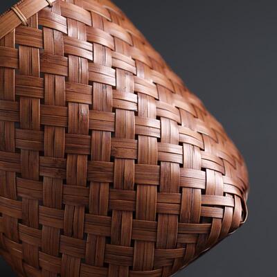 竹编收纳篮大漆纸篓书房垃圾桶画卷花器插花竹筐箩筐家用老竹手工