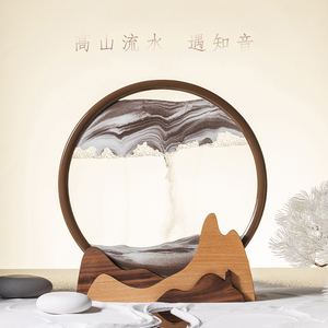 马鹿创意流沙画高山流水沙漏客厅办公室摆件新中式装饰品定制礼物
