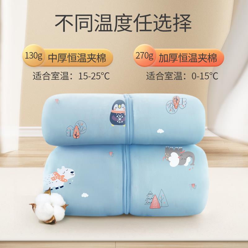 婴儿睡袋秋冬加厚款宝宝防踢被新生儿童恒温睡袋春秋薄棉四季通用