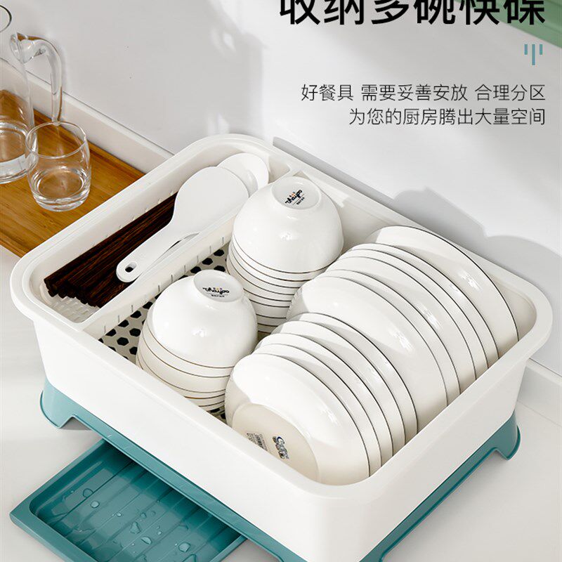 特大号碗柜塑料带盖厨房放碗碟沥水架装碗箱家用餐具收纳箱置物架