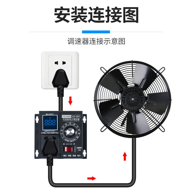 4000W大功率可控硅电子调压器电机风扇电钻变速调速器调温器220V