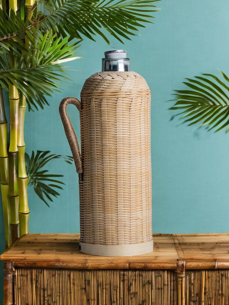 手工竹编暖水瓶复古怀旧热水瓶茶室用水瓶围炉煮茶保温瓶摆拍道具