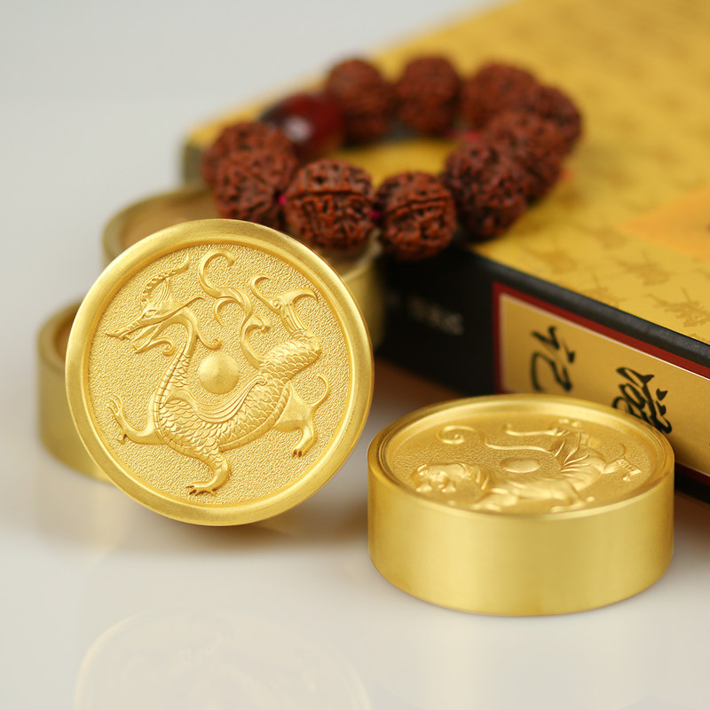 纯铜镇尺四大神兽镇纸圆形铜工艺品文房四宝书画专用压纸 定制