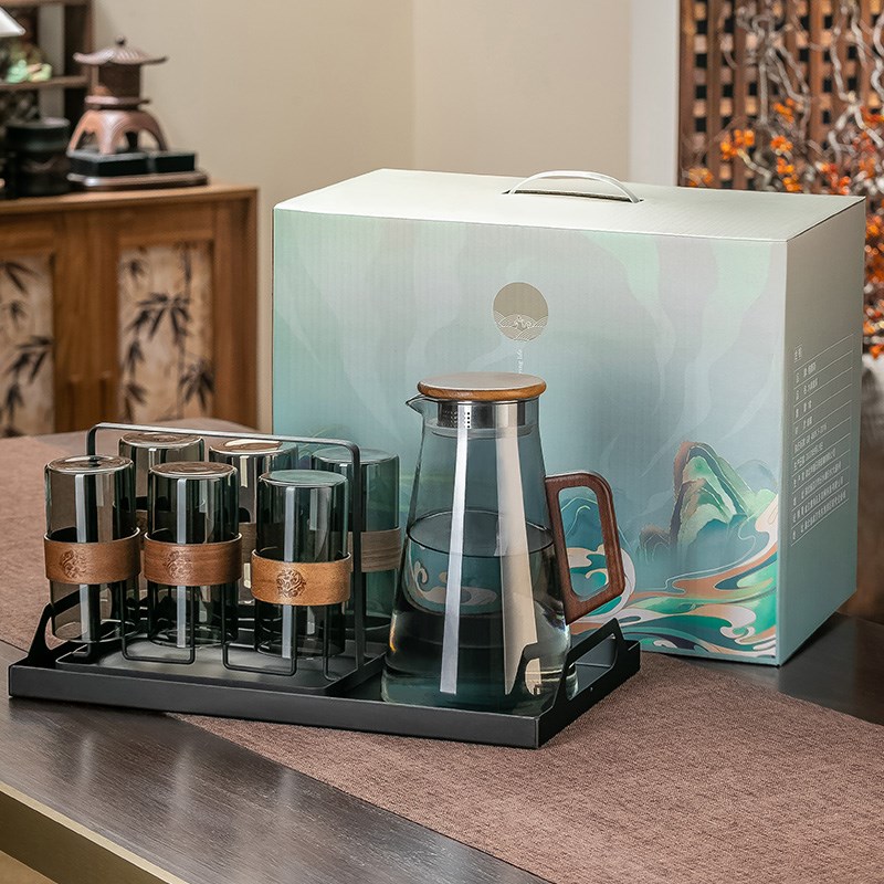 高档水具礼盒套装玻璃茶杯茶具结婚礼物家用杯具水杯乔迁新居礼品