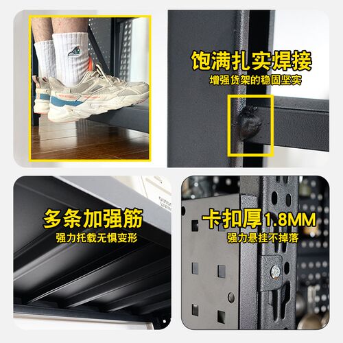 加厚仓储货架洞洞板装备杂物工具收纳方孔板金属落地多层置物架