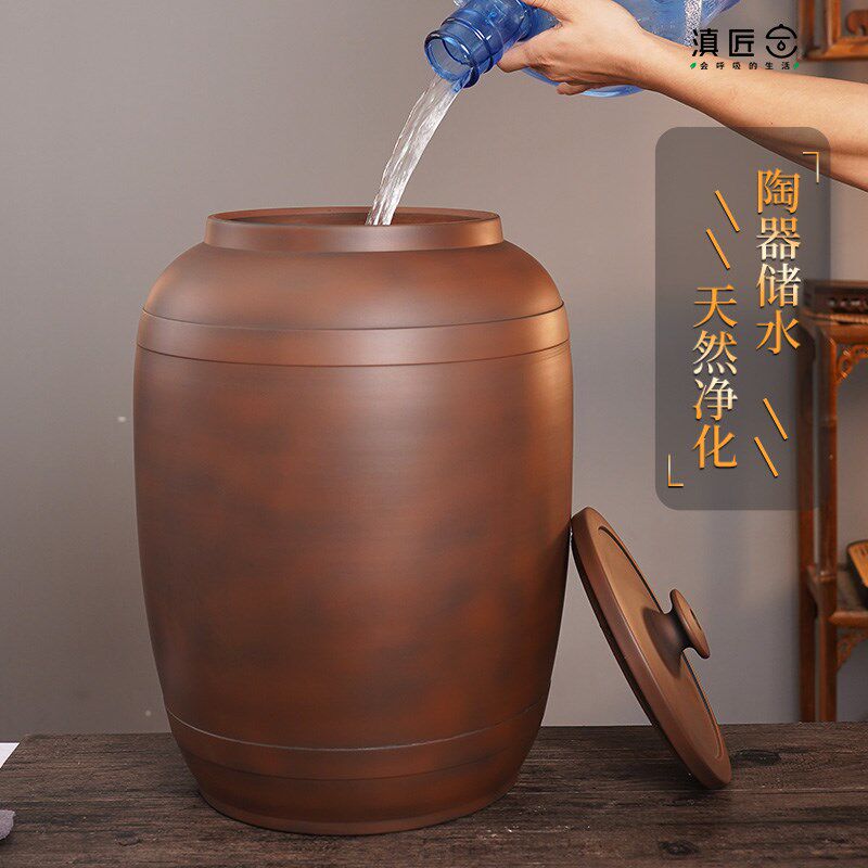 储水桶陶瓷水缸储水用家用老式带盖抽水茶台泡茶储水罐装纯净水大