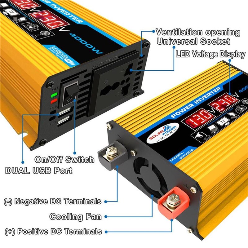 唐二代LED显示屏逆变器12V220V/110V300W太阳能车载家用逆变器USB