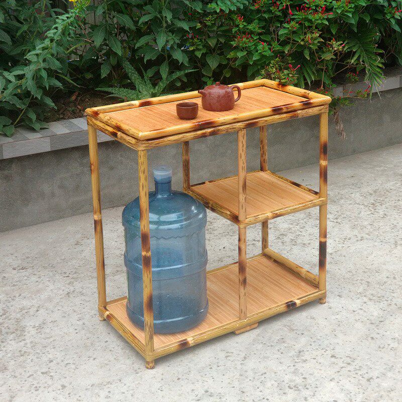 竹子备餐车客厅餐边柜茶水架水桶架子茶棚竹制多层收纳置物架茶台