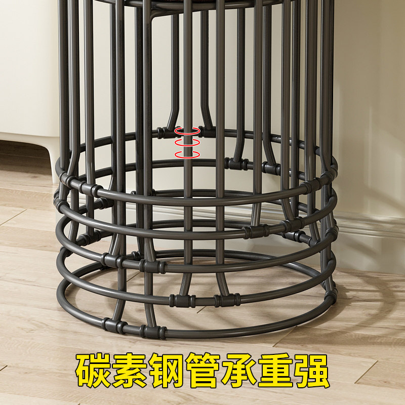 凳子可叠放圆凳家用加厚餐凳简易备用凳子商用仿岩板铁艺凳子收纳