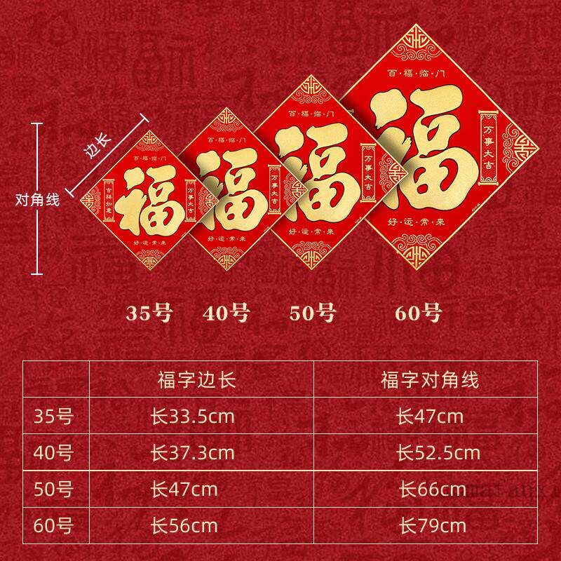 2026年过年福字门贴装饰立体新年春节马年绒布贴纸自粘大门装饰