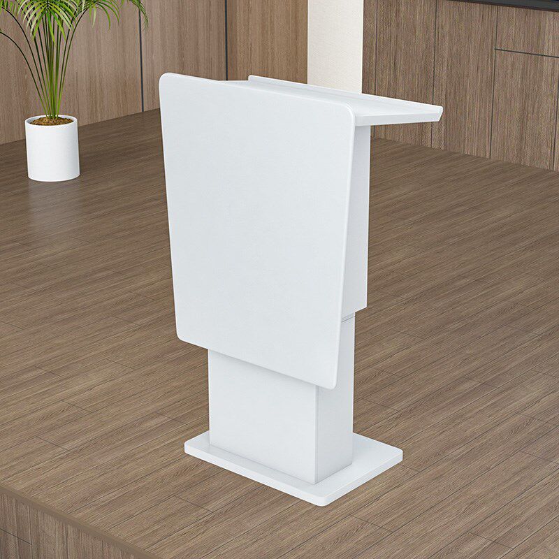 实木升降演讲台发言台白色会议室带轮子讲台桌现代高端迎宾接待台