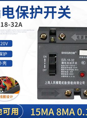 15MA DZL18-32A漏电断路器 三级箱 移动电缆盘漏电保护开关带灯