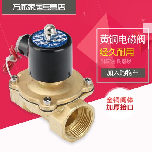 2W全铜常闭电磁阀水阀 2分4分6分1寸2寸气阀AC220V DC24V DC12V