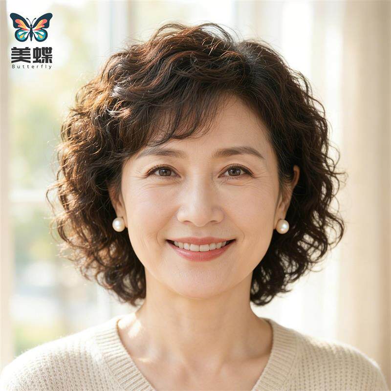 假发女长发永久烫卷发整顶全头套自然发丝中老年妈妈款真发假发套