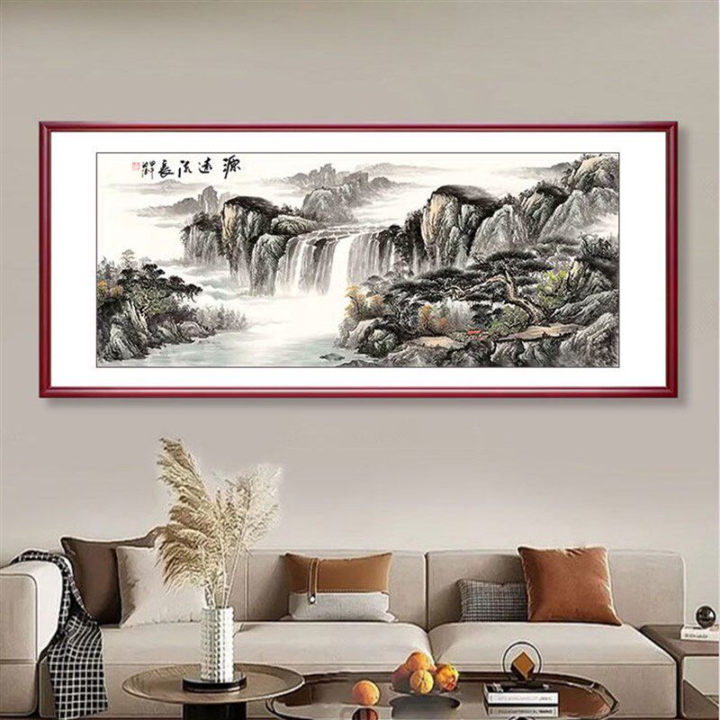 关山月江山如此多娇山水画办公室挂画客厅实木框国画大气招财壁画