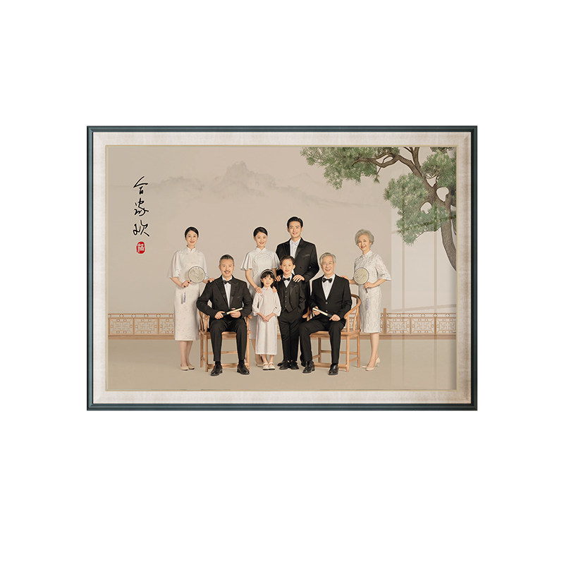 全家福照片冲洗制作定制婚纱照结婚照相框挂墙儿童相片打印加画框